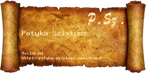 Petyka Szixtusz névjegykártya